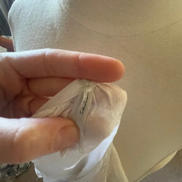 Solemio white lace detail 3/4 sleeve loose fit bohemian blouse top women’s sz m - Picture 4 of 4